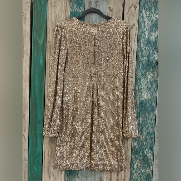 NWT Lilly Pulitzer Reagan Gold Sequin Long-Sleeve Minidress, Sz 10 - Picture 9 of 11